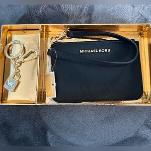 Michael Kors Black Wristlet with Key Chain